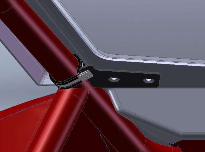 xv) Install two rubberized clamps on each side of the front roll bar to fasten down front panel as shown (fig.15). Fig.