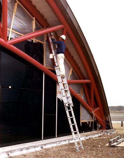 Portable Ladders Inspect before use for cracks, dents, and missing rungs Design or treat rungs to minimize slipping Side rails -- at least 11 1/2 inches apart Must