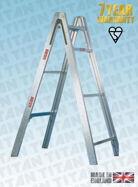 TITAN CODE TRE06A-08A-10A-12A Aluminium Trestles and Steps Box section aluminium trestles with stiles and crossrails for maximum strength and rigidity.