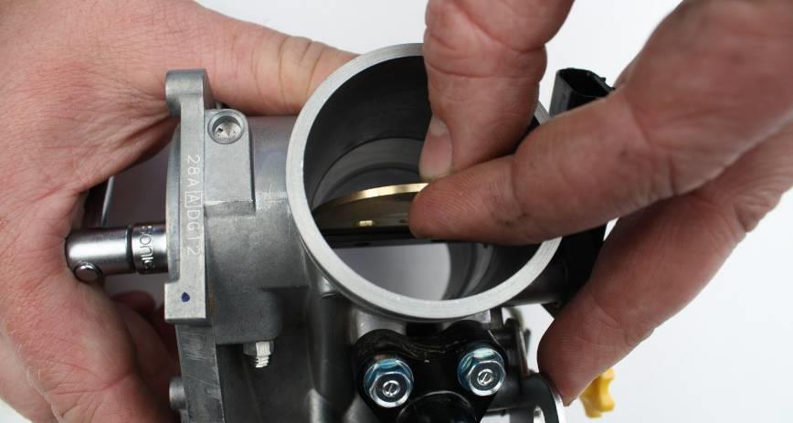 5. Remove the butterfly valve, by holding the throttle body at