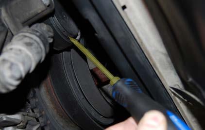 Step 2: Using an 8mm allen socket and the same method used for releasing the serpentine belt tension, swing the