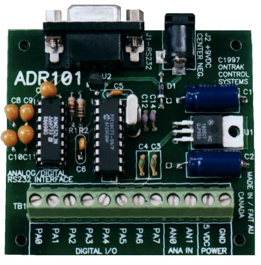 Specification: 2, 8 bit analog input (0-5 VDC) 8 digital I/O lines individually programmable as input or output RS232