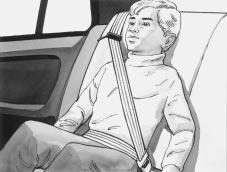 Buckle, position and release the safety belt as described in Rear Seat