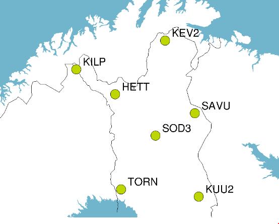 FINNREF STATIONS IN AURORA TEST AREA Map shows an example of the