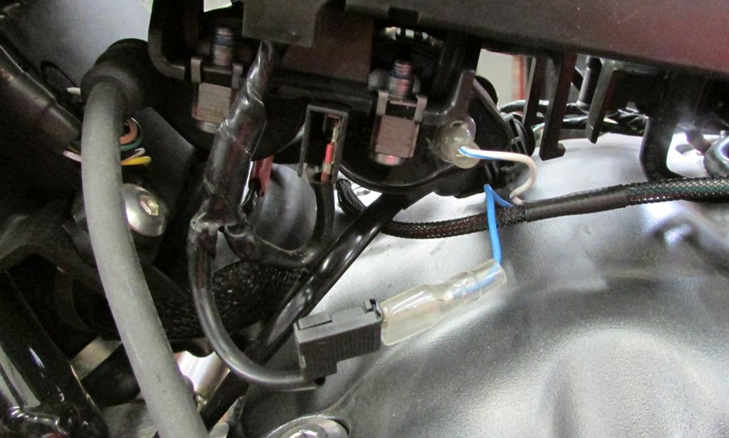 FIG.J 13 Plug the BLUE colored wires from the in-line of the stock wiring harness and