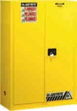 SAFETY CABINETS JUS-894500 JUS-893000 YELLOW SAFETY CABINETS FOR FLAMMABLES GABINETES DE SEQURIDAD PARA INFLAMABLES AMARILLOS Features double-wall construction with 1-1/2" insulating air space,