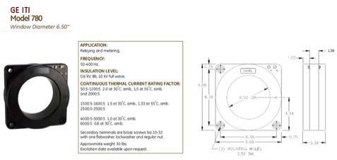 Standard CTs offered by GE ITI for the rating 1200/2000/3000A Ring type CT is shown in Figure 25 and 26. 1. Shutter Assembly 2.