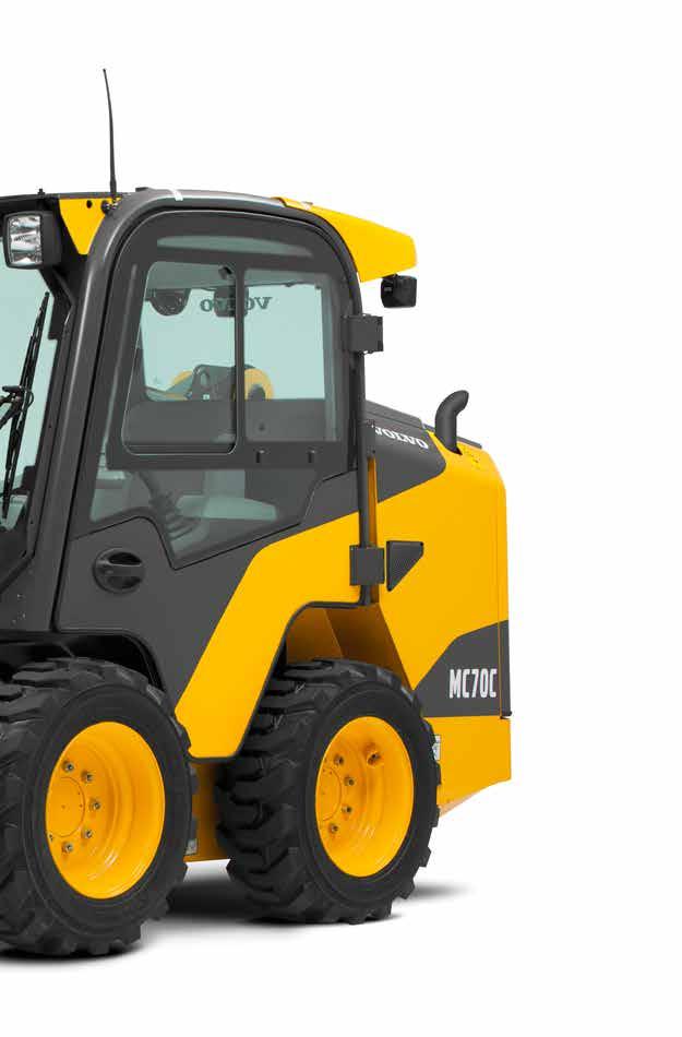 Cab Designed for space, safety and comfort with ROPS/FOPS and large emergency exit. Cab access Safer side entry access eliminates the need to climb over a muddy and slippery bucket or attachment.