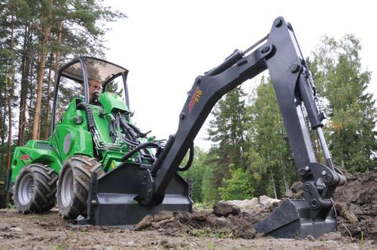 Digging and construction Backhoe 210 Avant backhoe 210 was renewed completely in 2009. The main focus in design was user friendliness and straight forward construction.