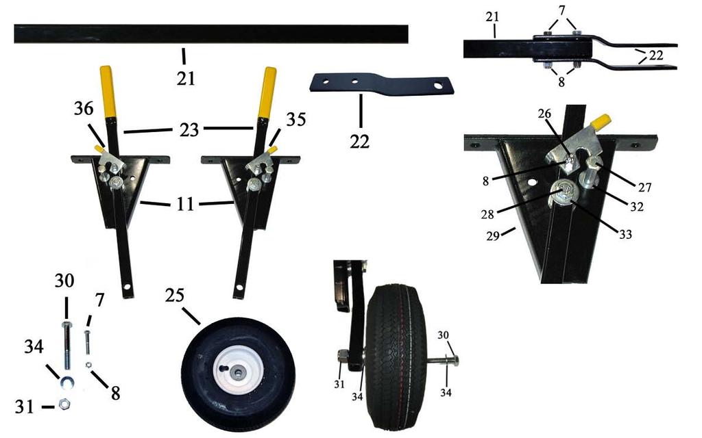 TurfVent SeriesTwo Core Plug Aerator WHEEL AND DRAWBAR ASSEMBLY OPERATING Manual and PARTS Guide Ref. TV 32-W TV 40-W TV 48-W Part No. #3232 #3240 #3248 Number Description Frame Components 7.