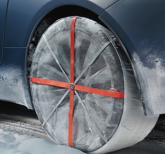 SNOW SOCK WINTER TRACTION AID Constructed from lightweight textile, this innovative traction aid can be quickly and conveniently attached to or removed from your F-TYPE