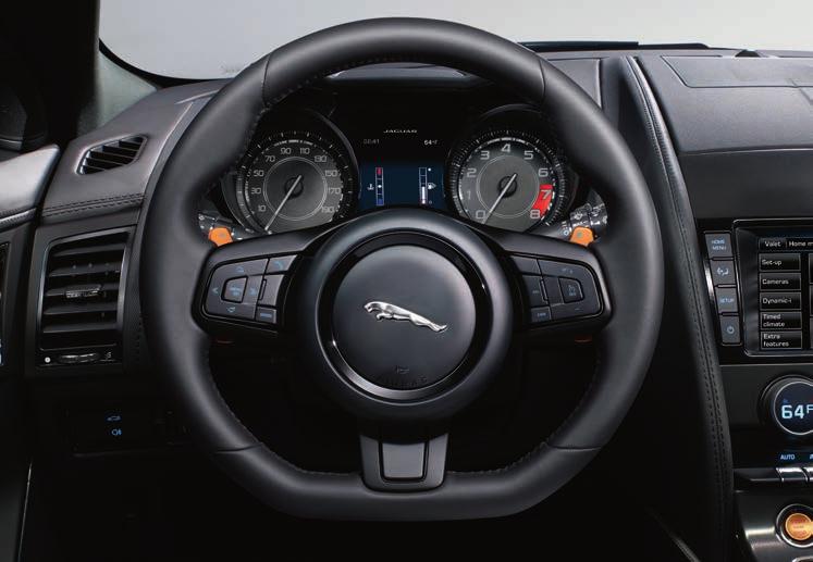 T2R6547 5 SPORTS STEERING WHEEL LEATHER FLAT BOTTOM WITH IGNIS PADDLES Complement the performance-inspired attributes of your F-TYPE car with