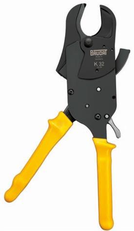 Part No: K325 Ratchet cable cutter with single handed operation Open jaws for faster operation and greater access to restricted spaces Cutting