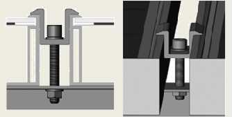 Clamp types:- Mid clamps: - They hold each neighbouring panel on the purlin.