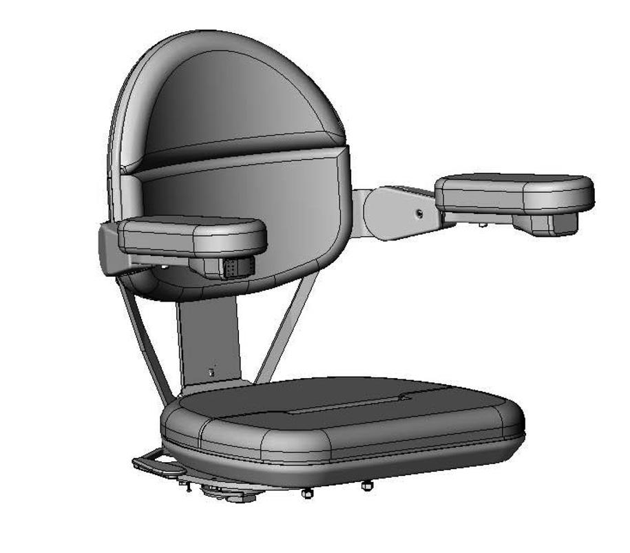 SEATING seat swivel lever (one on each armrest) UP/DOWN rocker switch The seat assembly on the Elite is designed to swivel 90 degrees (with standard armrests), and to lock in one of the following