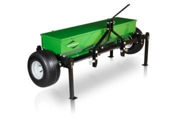 6500 SERIES 5 & 6 ft Drop Spreader With 3PT Hitch End Wheel Drive System Standard Equipment: Hand lever shutoff standard (optional hydraulic or electric available) Parking stand Precision-mated