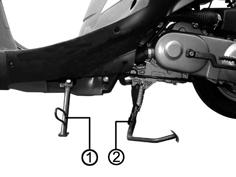 To use the main, depress it by foot and lift the rear of the scooter until the rear wheel is lift.