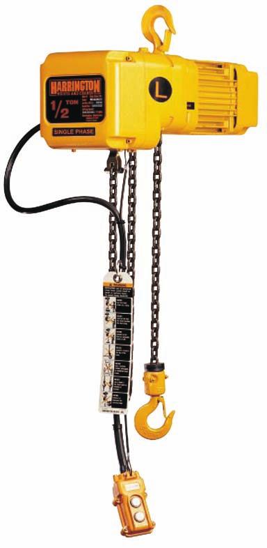 Electric hain Hoists 4-3 Ton SNER Hook Suspension Specifications ord L Specifications ing (ft/ min) ing Motor Phase 60 Hz Rated urrent (amps) Dimensions (inches) Load hain Diameter (mm) x hain