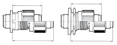 Plug type 5 (8D & 8DV) or type 26 (D38999) 8D type 5 & D38999 type 26 ØB Thread 8DV type 5 - reinforced