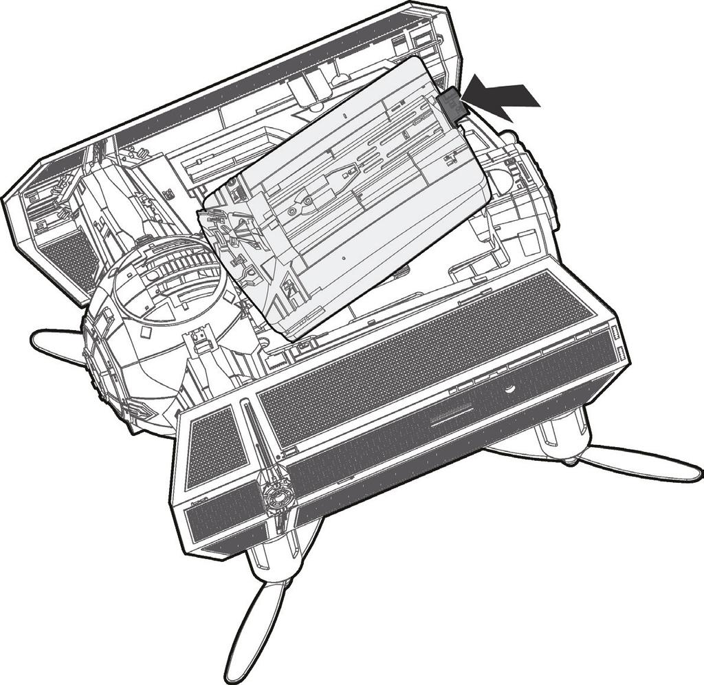 Ship Battery installation 1. During your first installation, pull the clasp to the unlocked position (as shown in illustration) to unlock the battery.