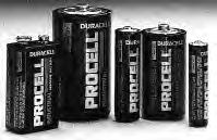 BATTERIES DURACELL PROCELL ALKALINE MERCURY FREE LONG LASTING AND DEPENDABLE EVEN AFTER FIVE YEARS OF STORAGE LASTS UP TO FIVE TIMES LONGER THAN SUPER HEAVY DUTY BATTERIES LONG SERVICE LIFE AT HIGH