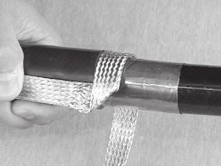3 For Tape Shield Cable: Wrap a mastic strip around cable jacket where solder blocked sections occur in