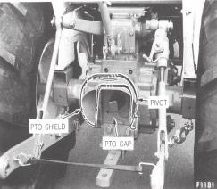 OPERATION P. T. 0. SHIELD AND CAP The P.T.O. shield, shown in Figure 25, is standard equipment. The shield is to be used with both mounted and pull-type equipment. The P.T.O. cap should always be installed when the P.