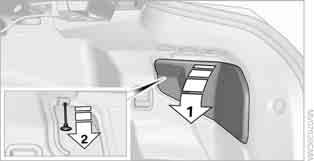 They can develop a leak and cause an explosion or cause a fire in the event of an accident.< 1. Remove the cover from the right-hand sidewall of the cargo area. Fuel filler flap Opening 1.