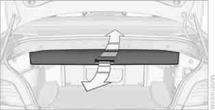 < The lashing eyes in the cargo area provide you with a way to attach cargo area nets* or draw straps for securing suitcases and luggage, refer to page 98.