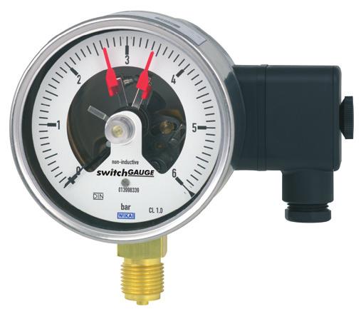 Mechatronic pressure measurement Bourdon tube pressure gauge with switch contacts Models PGS21.1x0, industrial series WIKA data sheet PV 22.