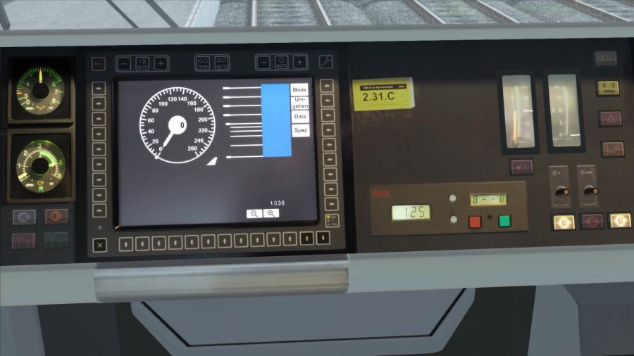 V-soll / Tempomat (Speedcontrol) (1) The Re 460 has a so called V-soll control. This lever will try to keep the speed of the train to the set speed which is shown by the dot on the ETCS screen.