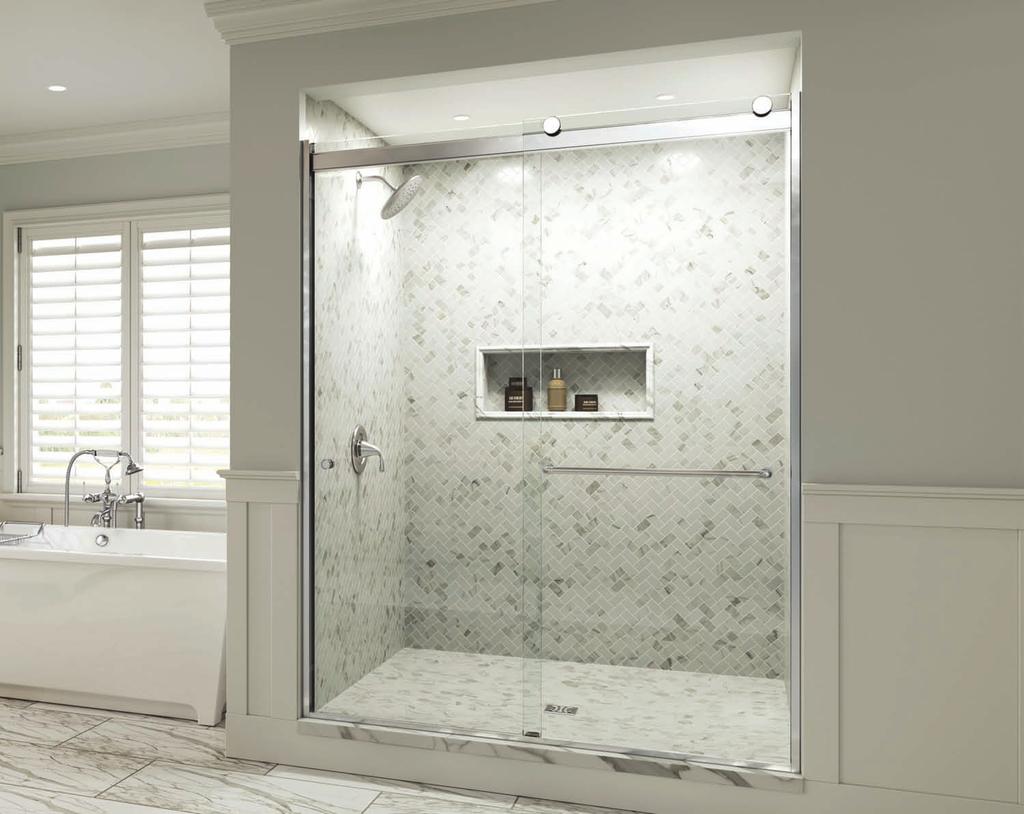 BYPASS MODELS 4400 Tub / 4500 Shower Basco Infinity bypass shower enclosures are distinguished by their curved design elements that reflect modern bath styles.