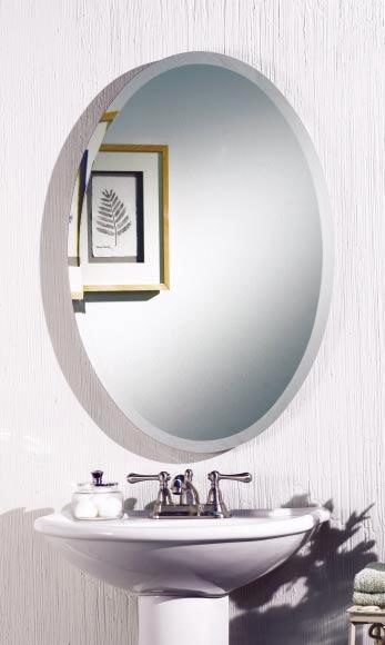 The Cameo Oval brings a touch of elegance to any room. Its frameless, 1" beveled-edge premium float glass mirror is supported by heavy-gauge steel construction.