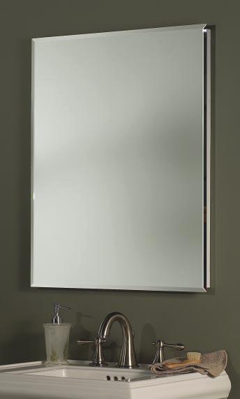 Both models feature a clear center mirror with a 1/2" beveled-edge grey background mirror for an all-glass, picture frame effect.