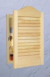 This hidden storage solution can be installed for left- or right-hand door opening, and secures with a magnetic latch.