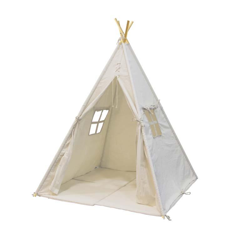 This beautiful teepee with natural colours will look great in any baby or kids room. It comes with soft cusions making it a comfortable place to stay for both kids and parents.