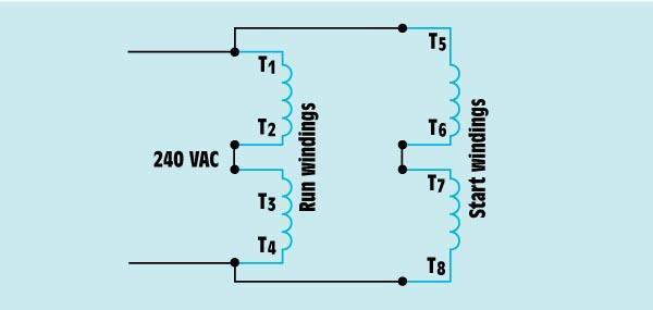 Dual-Voltage Split-Phase Motors High-voltage connection