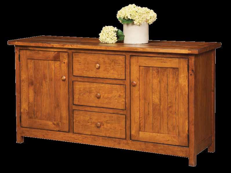 2012 FEATURES DIMENSIONS: 20 d x 66 w x 35 h (2 door, 3 drawer) Planked top Hardware: Round