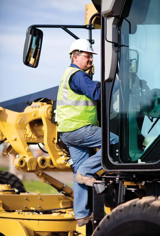 Operator Presence Monitoring System System keeps the parking brake engaged and hydraulic implements disabled until the operator is seated and the machine is ready for operation.