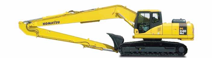 PC240-7 HYDRAULIC EXCAVATOR Komatsu SAA6D102E-2 125 kw direct injection emissionised Stage II intercooled turbocharged engine Double element type air cleaner with dust indicator and auto-dust