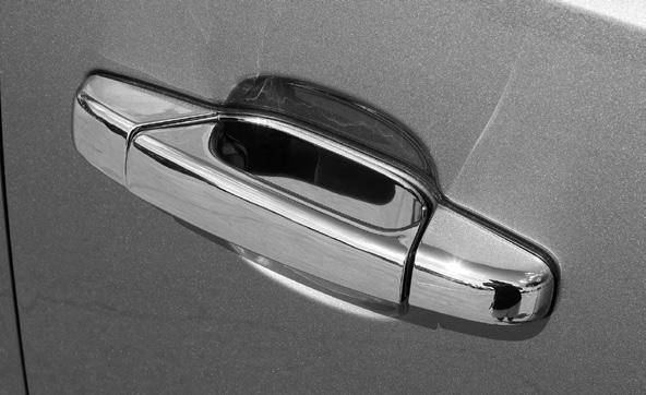 DOOR HANDLE COVERS ABS PLASTIC Made of Automotive Grade ABS Chrome; long lasting material designed to withstand the rigors of the elements Installs via pre-applied Red 3M tape All parts are no