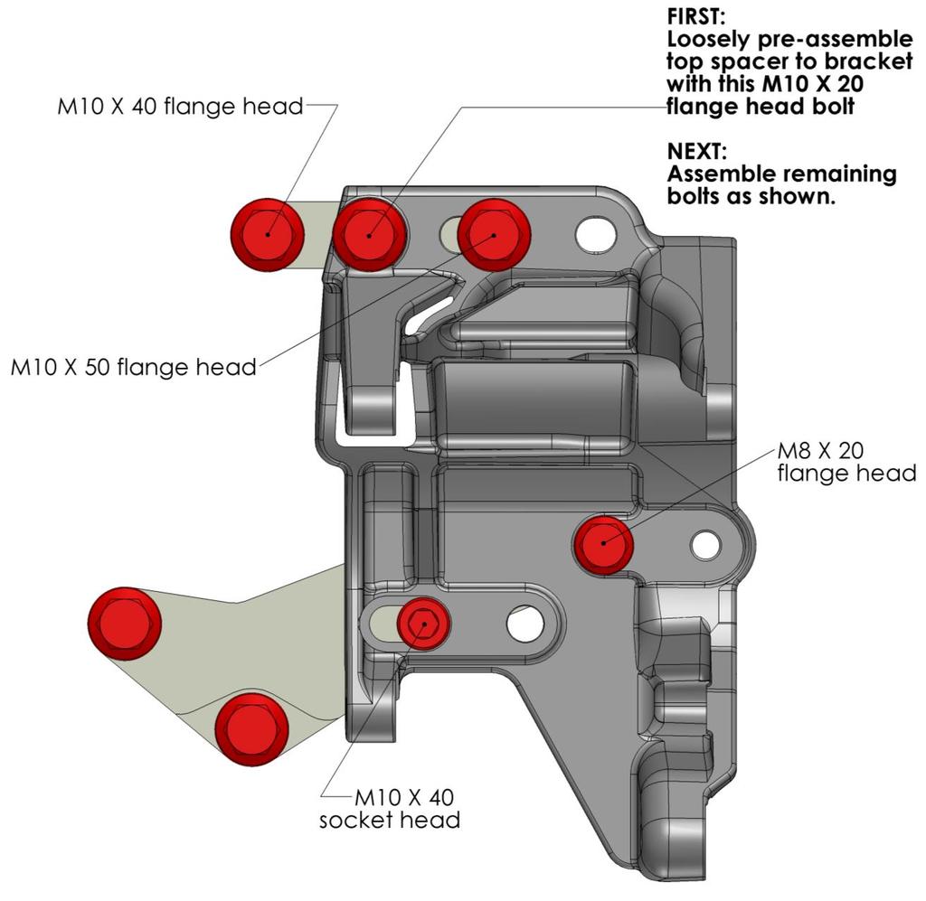 Middle Belt Alignment Assembly: Middle spacer Orientate assembly as shown.