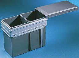 Double waste bin, capacity 1 x 1 and 1 x 8 litres Carcase width: Min.