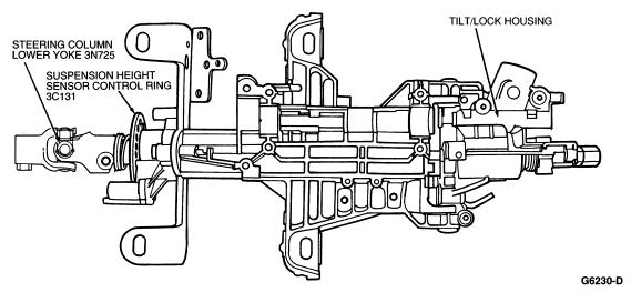 Page 1 of 7 Section 11-04: Steering Column 1997 Thunderbird/Cougar Workshop Manual DISASSEMBLY AND ASSEMBLY Procedure revision date: 05/16/2000 Steering Column Disassembly CAUTION: Do not remove the