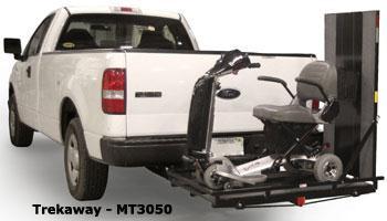 TrekAway MT3050 (Hitch Mounted / Shorter Siderails and 4' Ramp) Side Rails are 3 1/2" High for Slender Fold Away Position with Optional Folding Hitch Adapter