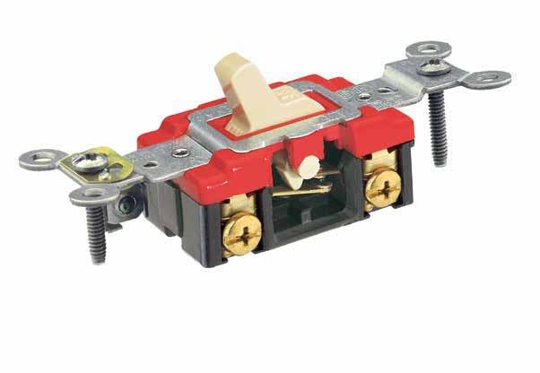 A INDUSTRIAL TOGGLE Extra Heavy-Duty Specification Grade Toggle and Locking Switches Features and Benefits limited 10 year warranty 1221-2I Shown Break-off plaster ears for use as shims Large head,