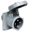 Hubbell 100 Amp 125/250 Volt Receptacle Gray Supertough nylon dockside receptacle has gasketed, springloaded cover which closes automatically when not in use and is watertight when securely fastened.