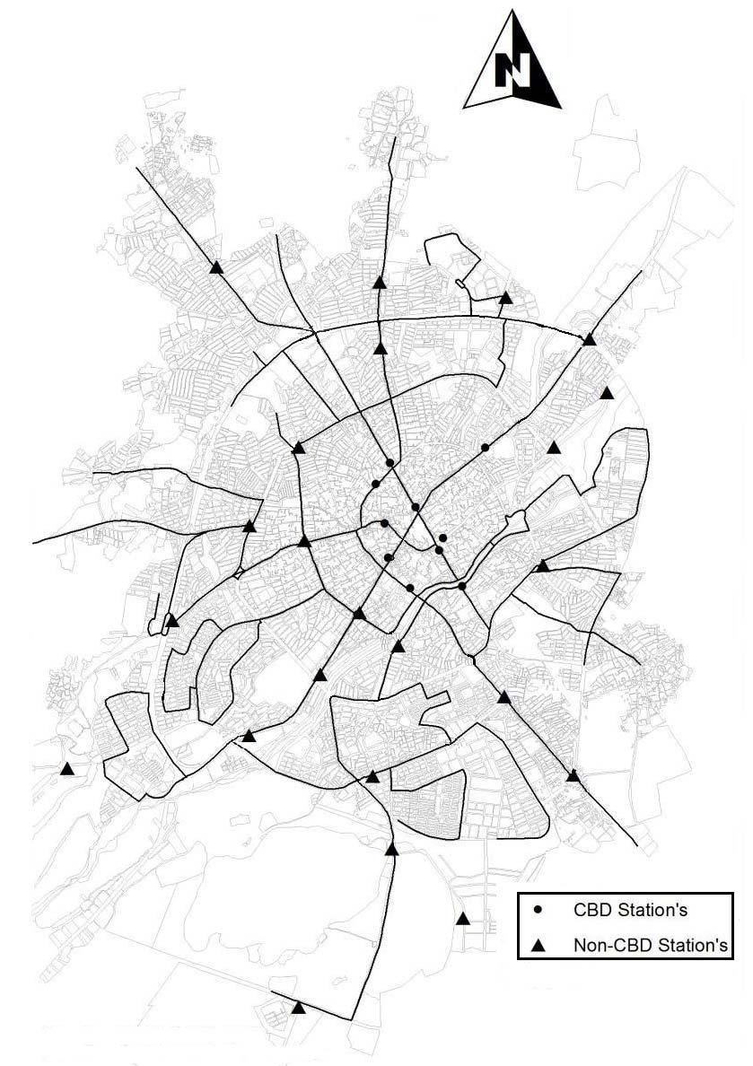 Figure 1: The locations of bus stops where data were gathered Ardabil is one of the developing cities in Iran which needs several improvements in its public transportation systems.