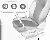Recall of memory positions Press and hold 1 or 2 until the stored seat position has been reached.