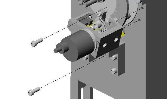 Remove angle encoder 1. Remove the optical encoder and zero-position optical pick-up by removing the two screws that fasten the bracket to the chamber.
